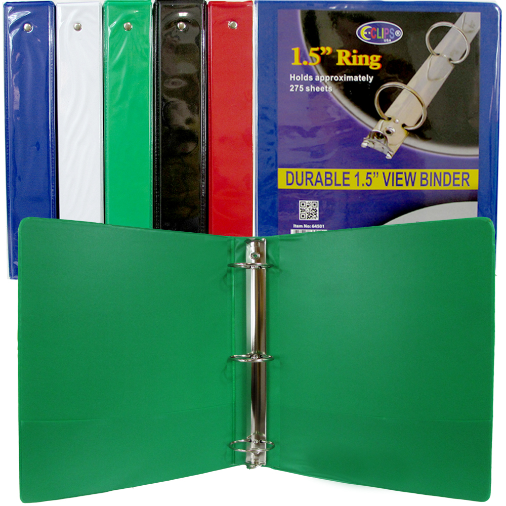 Wholesale 1.5" Hard Cover (PVC Free) 3Ring Binder with 2 Pockets