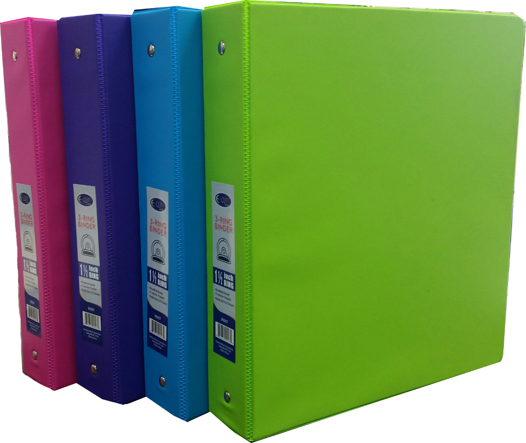 Wholesale 1.5" 3Ring Vinyl Binder 4 Neon Colors (SKU 1980834) DollarDays