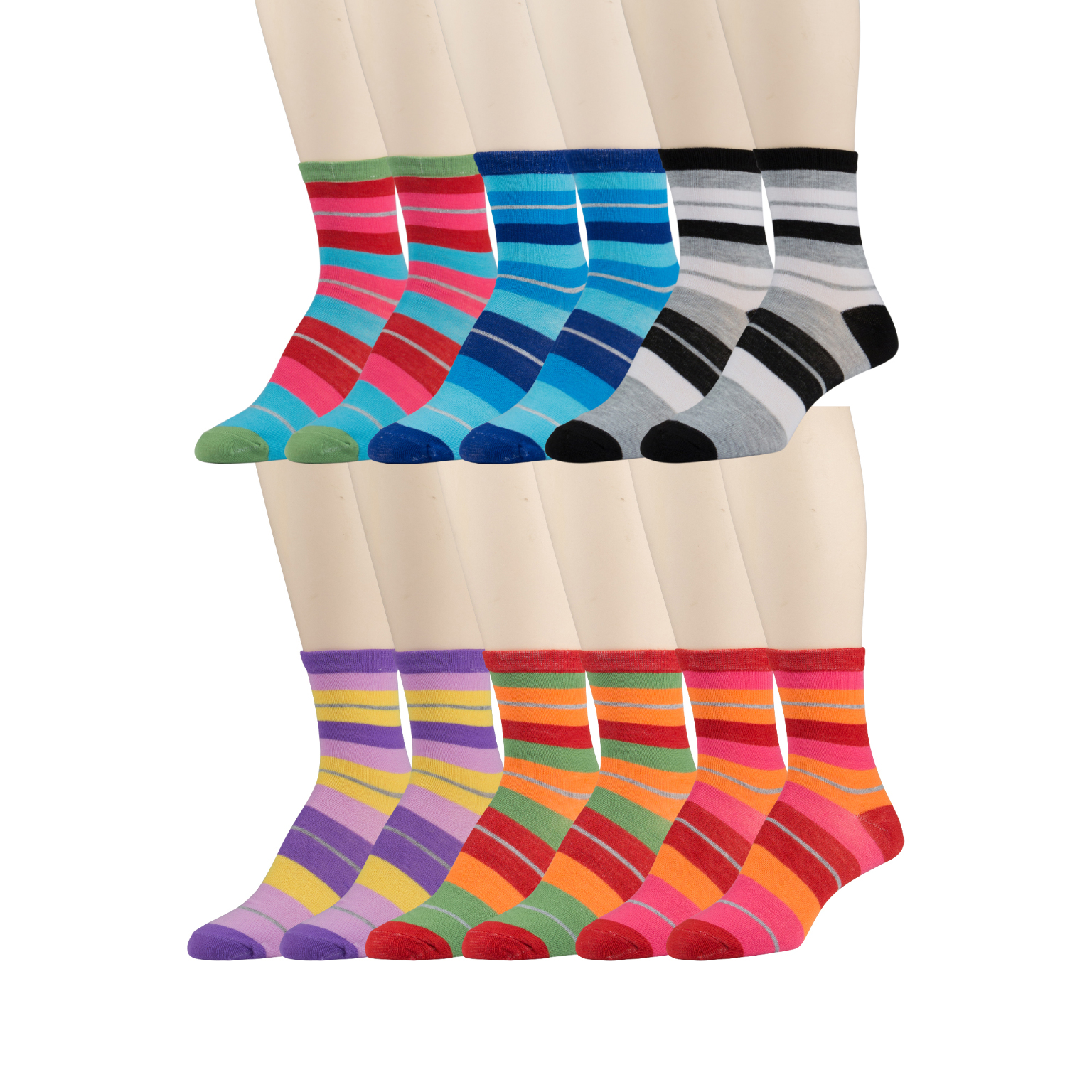 Wholesale Women's Multi Stripe Crew Socks DollarDays