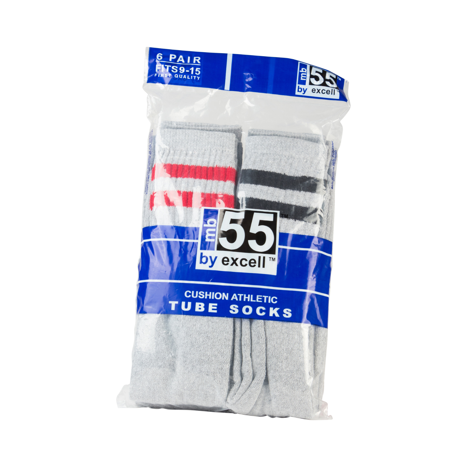 Wholesale Men's Gray with Stripe Tube Socks Size 915 DollarDays