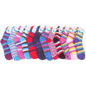Ladies Fuzzy Socks with Stripes