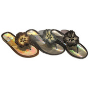 Women's Jelly Thong Sandals w/ Flower Adornment