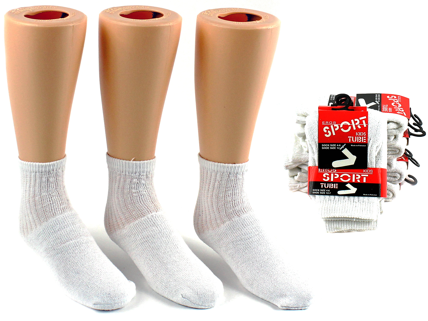 Wholesale Kids White Tube Socks Size 46 (SKU 355612
