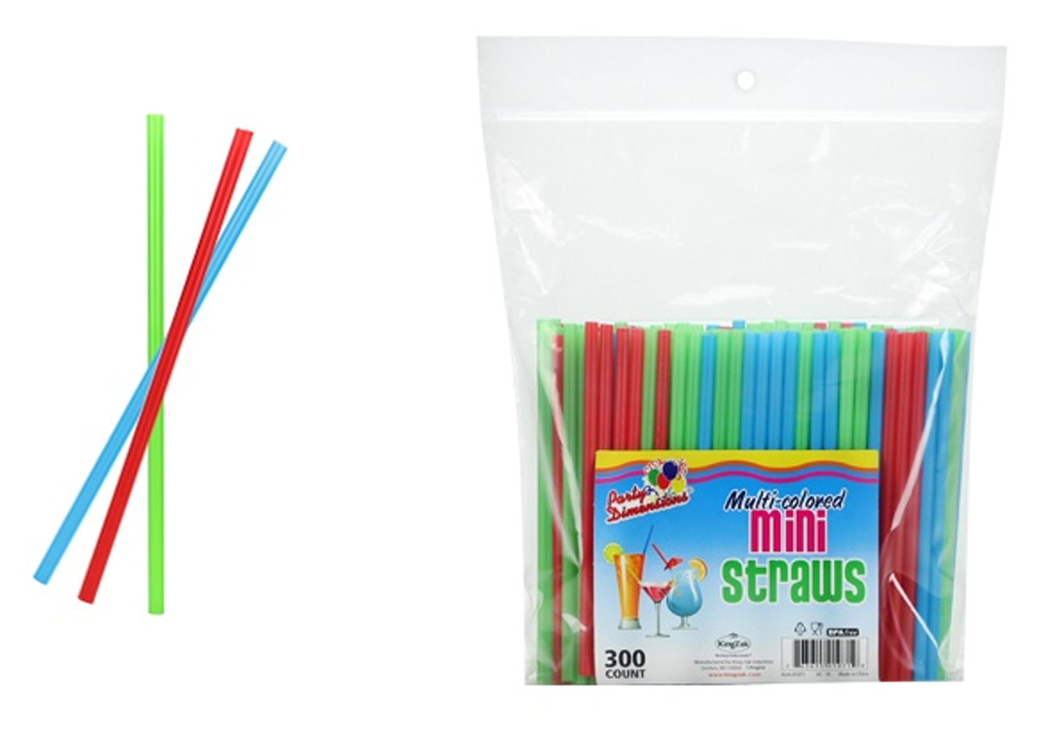 Wholesale MultiColored Mini Straws, 300Packs Party DiMen'sions