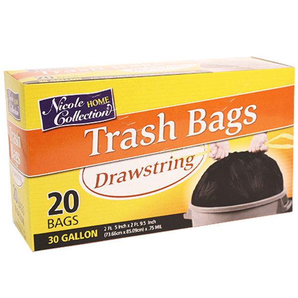 30 Gallon Drawstring Trash Bags 20Packs Nicole Home Collection