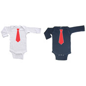 Red Striped Necktie Long Sleeve Baby Creepers