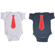Red Striped Necktie Short Sleeve Baby Creepers