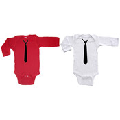 Solid Black Necktie Long Sleeve Baby Creepers