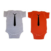 Solid Black Necktie Short Sleeve Baby Creepers