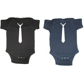 Solid White Necktie Short Sleeve Baby Creepers