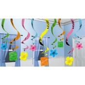 Luau Party Hanging Swirl Decorations