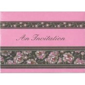 Pink &amp; Black Floral Stripes Invitations
