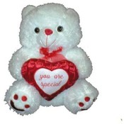 14" Valentine white bear/music