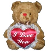 18" Valentine brown bear