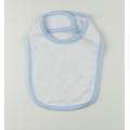 Infant Baby Velcro Bib - White w/ Blue Trim