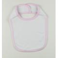 Infant Baby Velcro Bib - White w/ Pink Trim