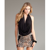 Forplay Inc. Halter Top w/Deep Plunging Cowl Neck- Black, Small Wholesale Bulk