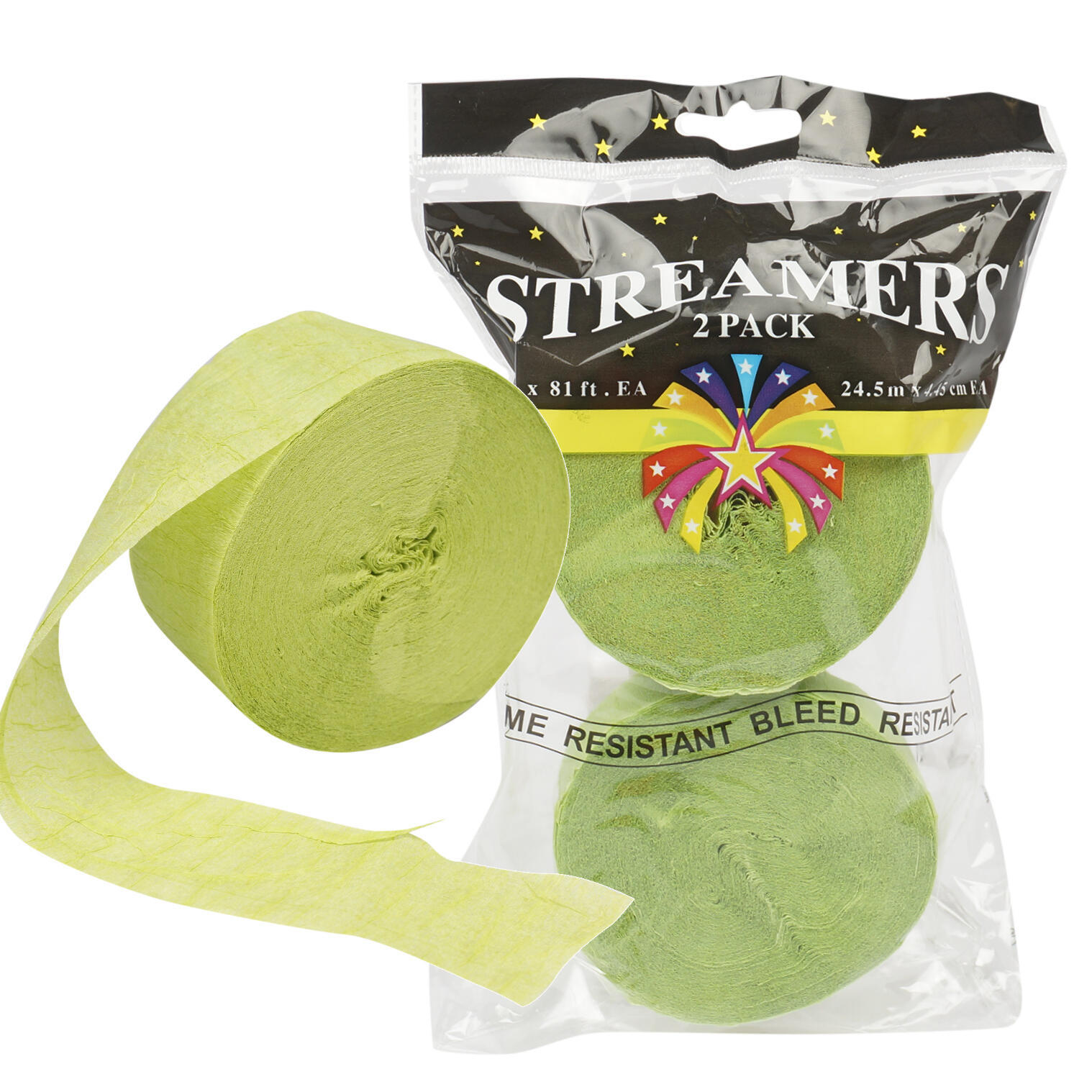 Wholesale Lime Green Streamer 2 Pack (SKU 2332541) DollarDays