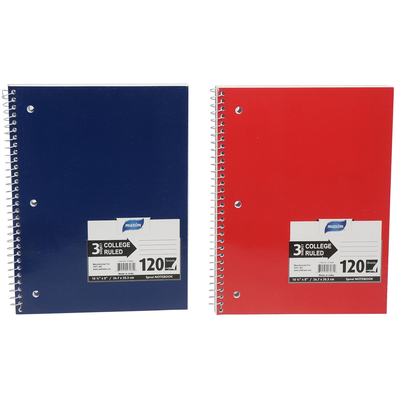 Wholesale College Ruled Notebook 120 Sheet 3 Subject (SKU 2337194