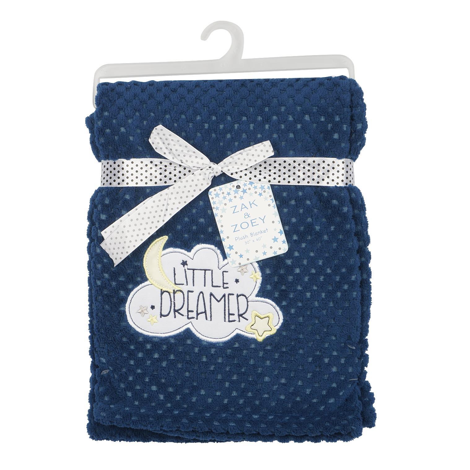 Wholesale Baby Blanket with Moon Cloud Embroidery Blue