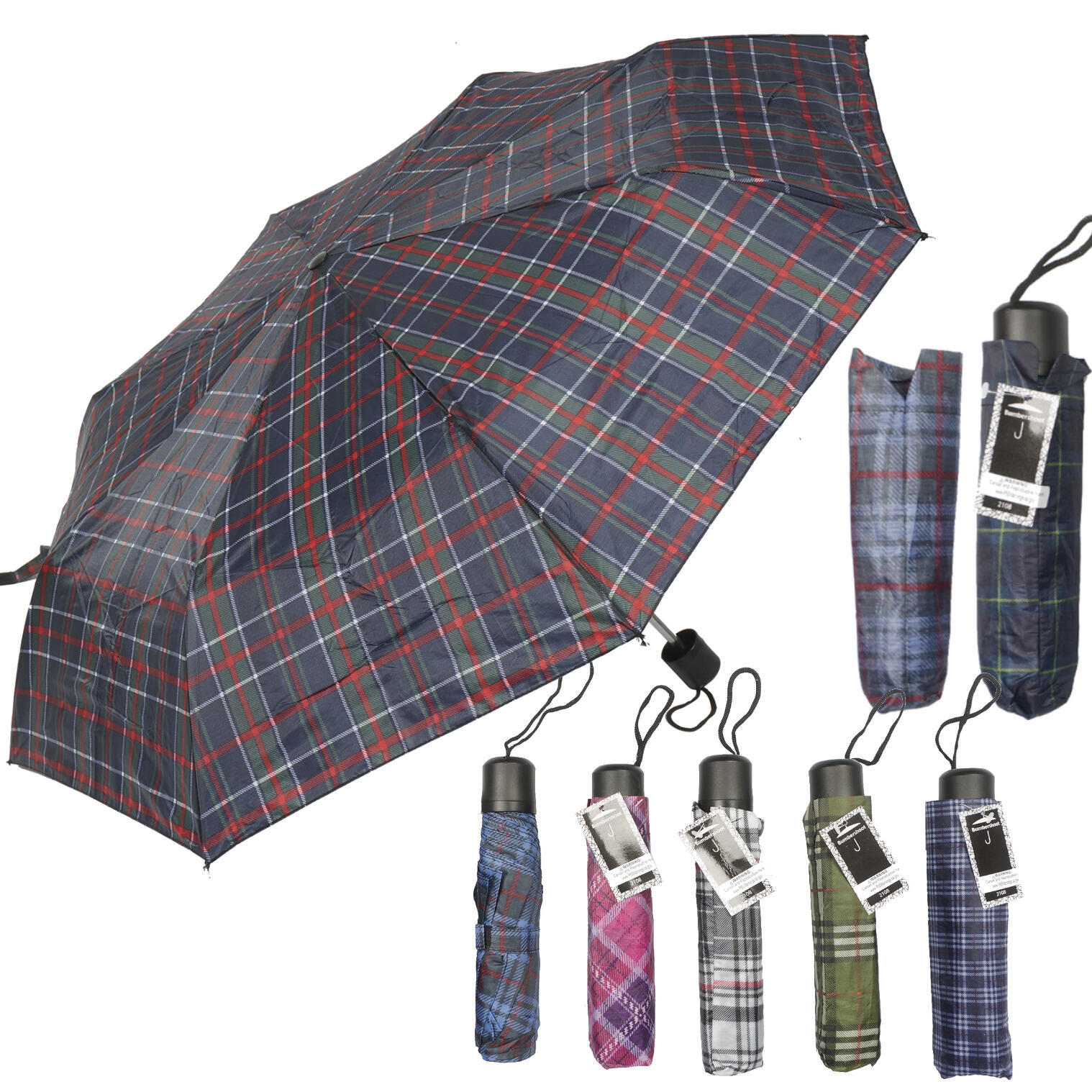 Wholesale Checkered Folding Umbrella Folding Assorted DollarDays