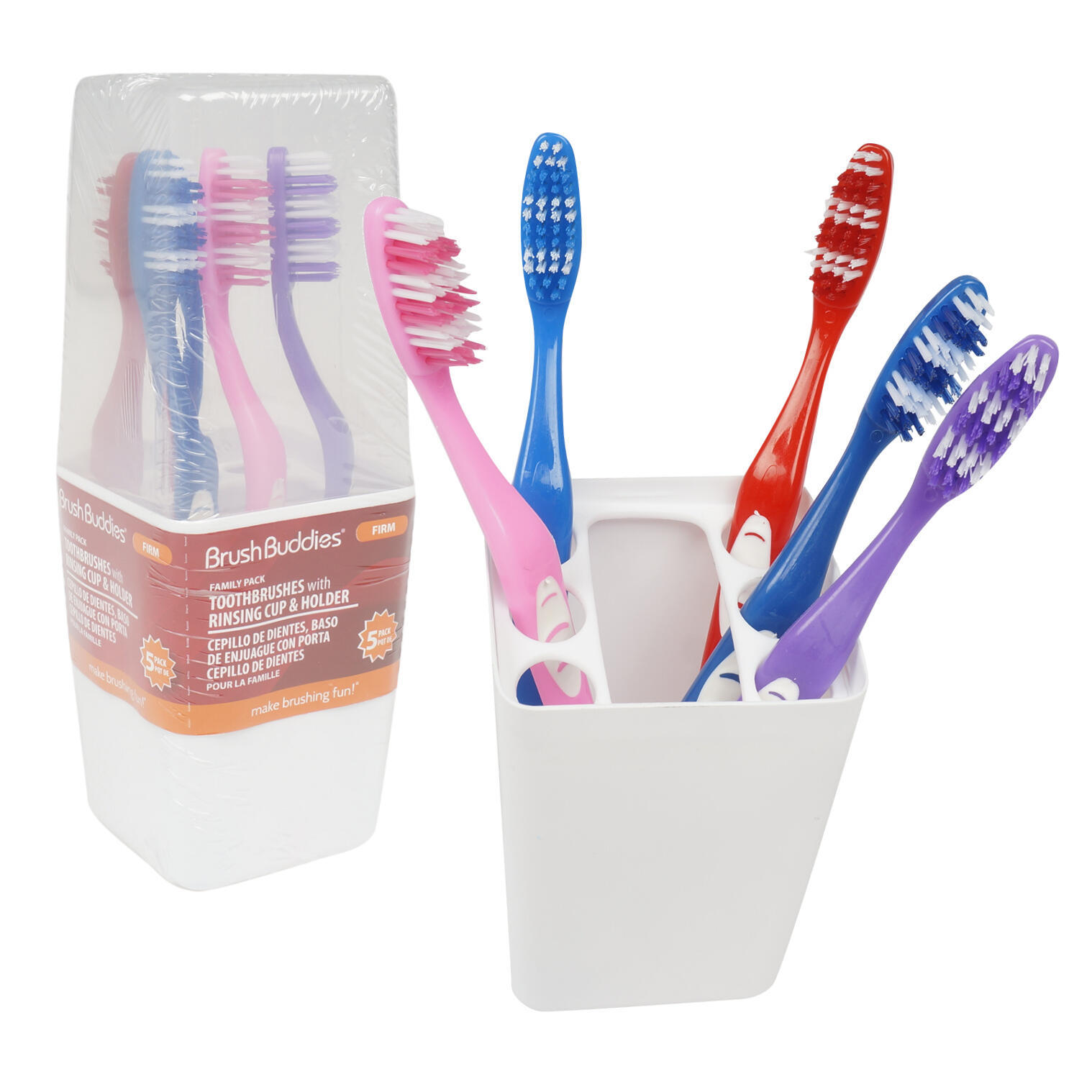 Wholesale Brush Buddies Toothbrush Set 5 Pack, Plastic Canister