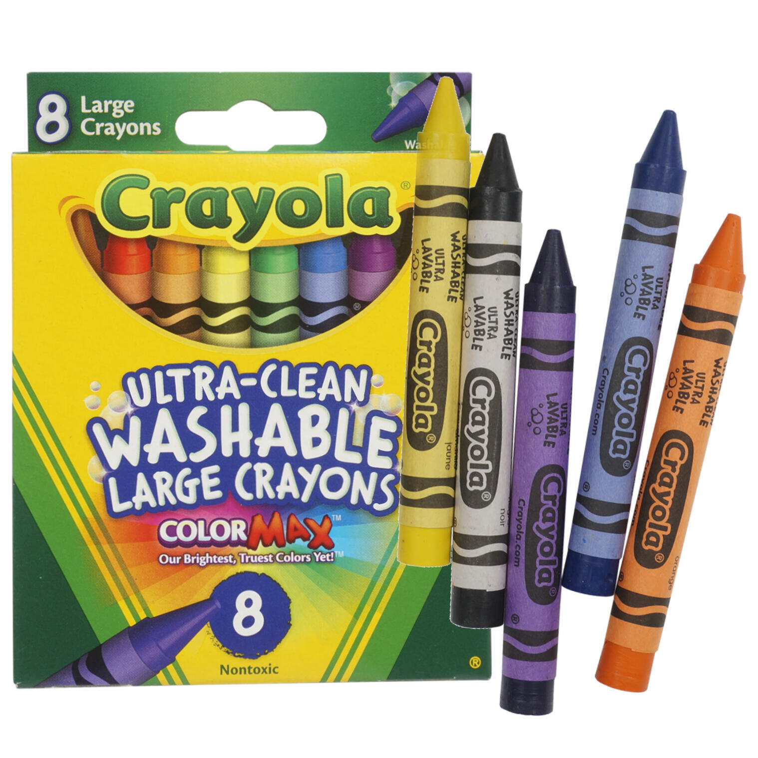 Nontoxic ColorMax Crayola Crayons 8 Large Ultra Clean Washable Crayons