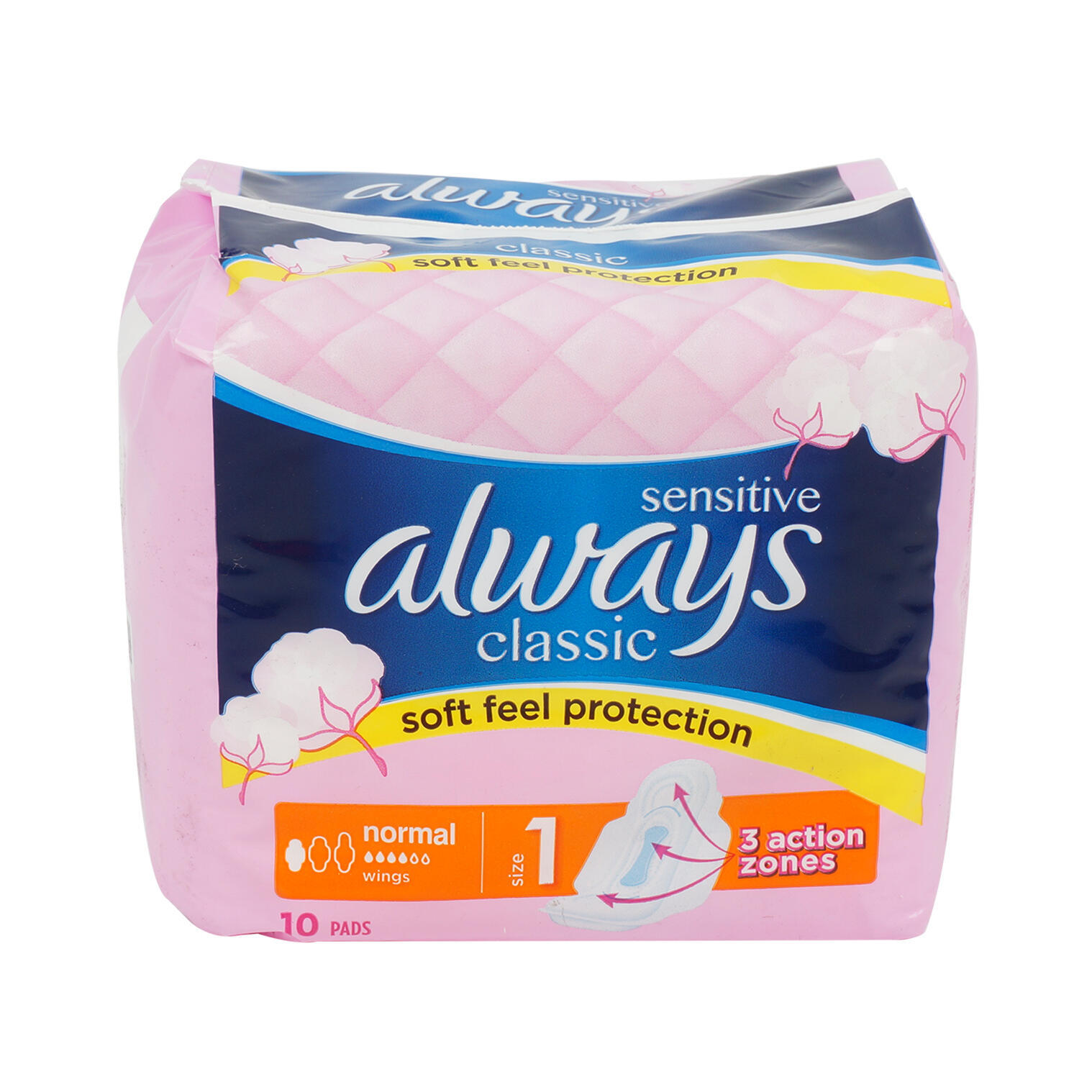 Wholesale Sensitive Always Pads 10 Pack, 3 Active Zones, Wings