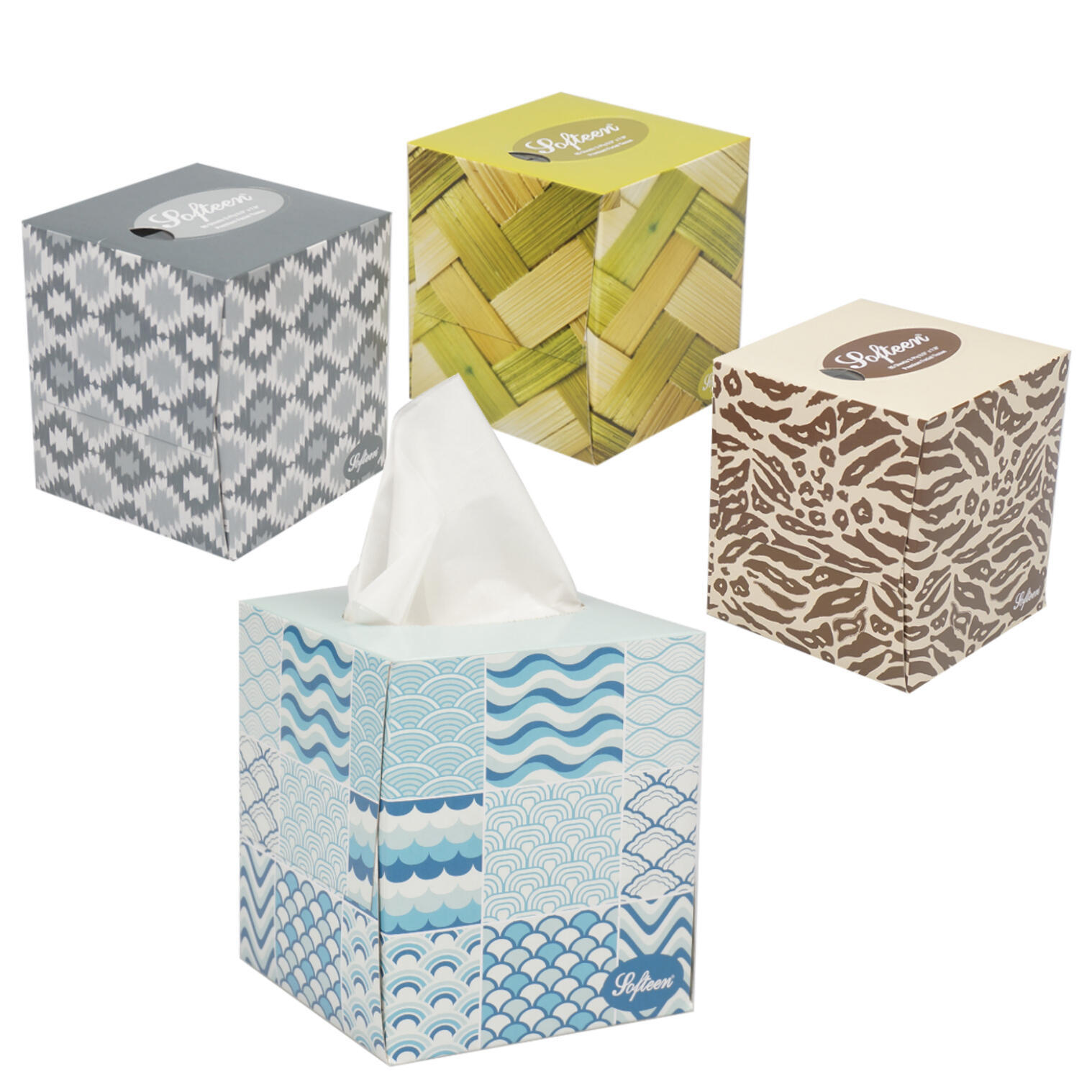 Wholesale Softeen' 2 Ply Facial Tissue 85 Sheets Assorted