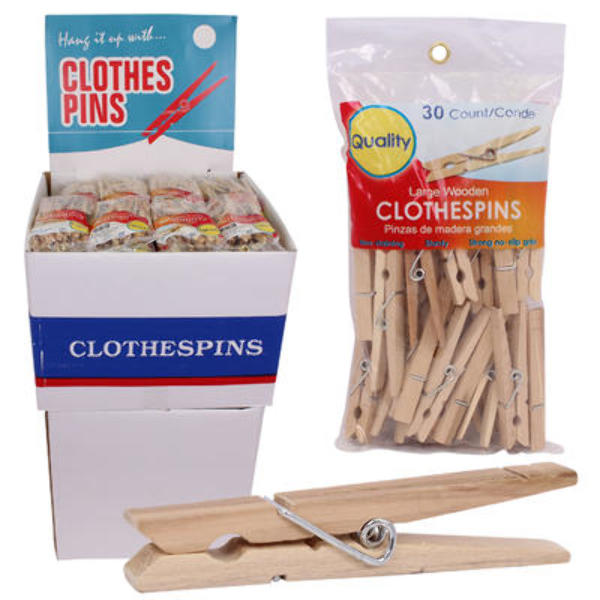 Wholesale Large Clothespin 30 Pegs Display DollarDays