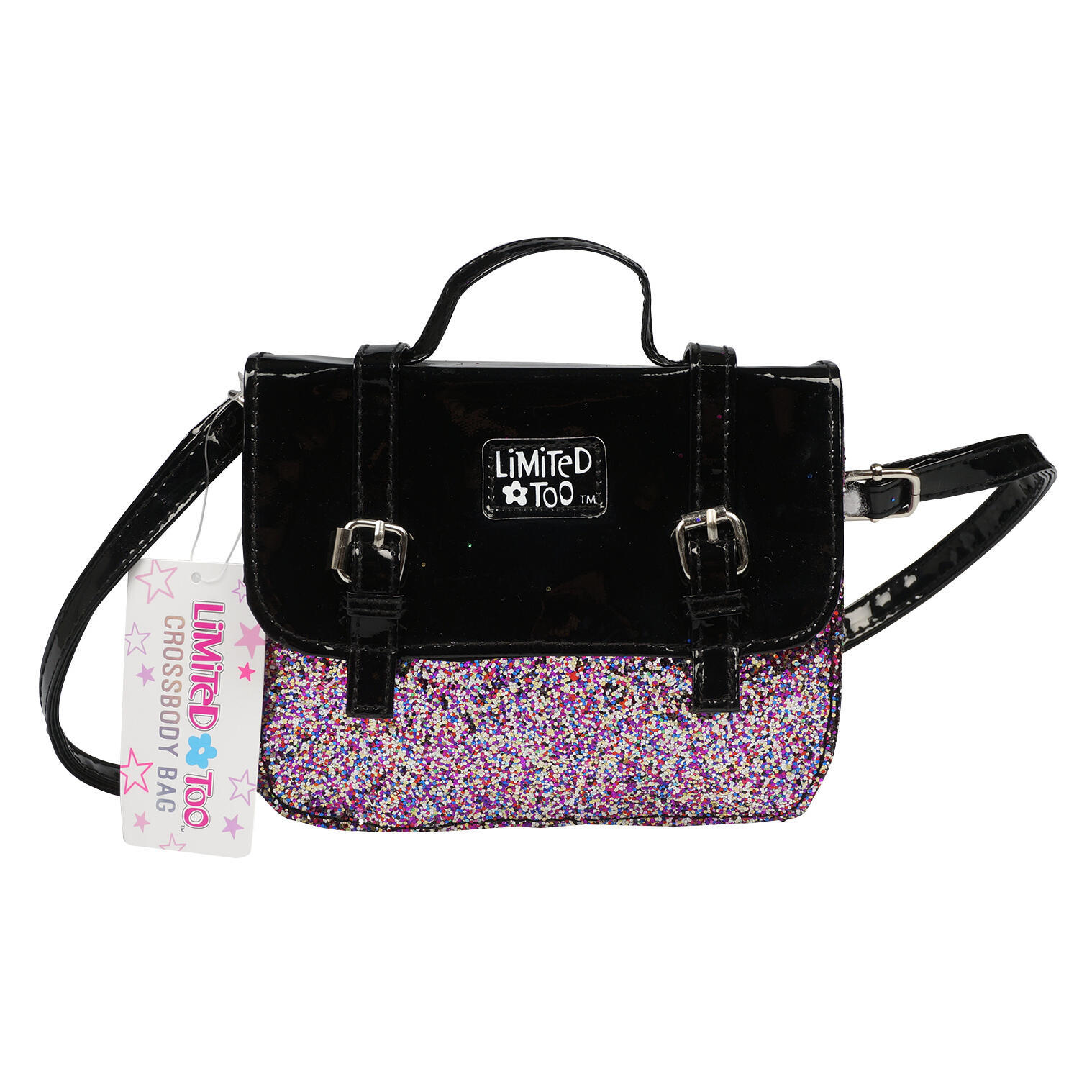 pink glitter crossbody purse