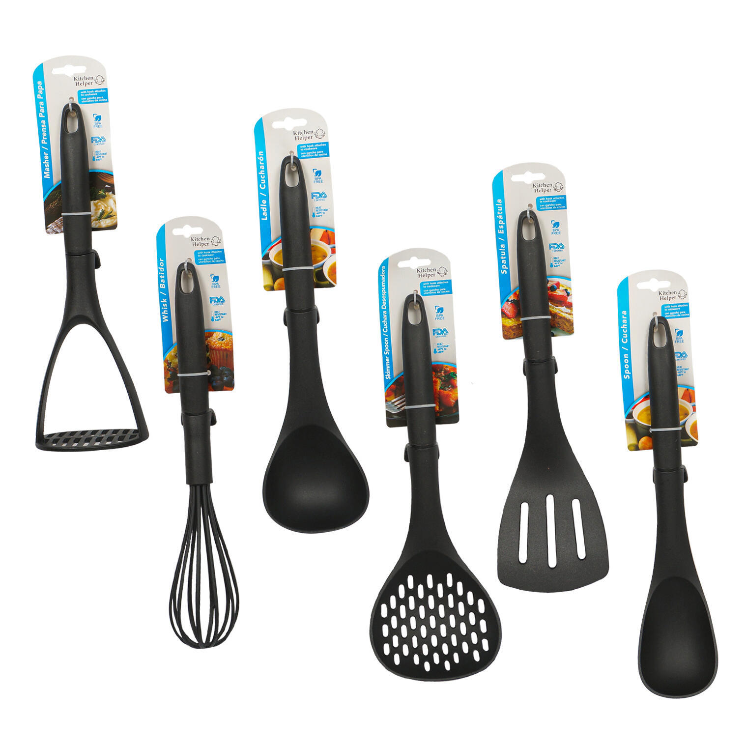 Wholesale Kitchen Tools Black, Plastic, BuiltIn Hook, Assorted