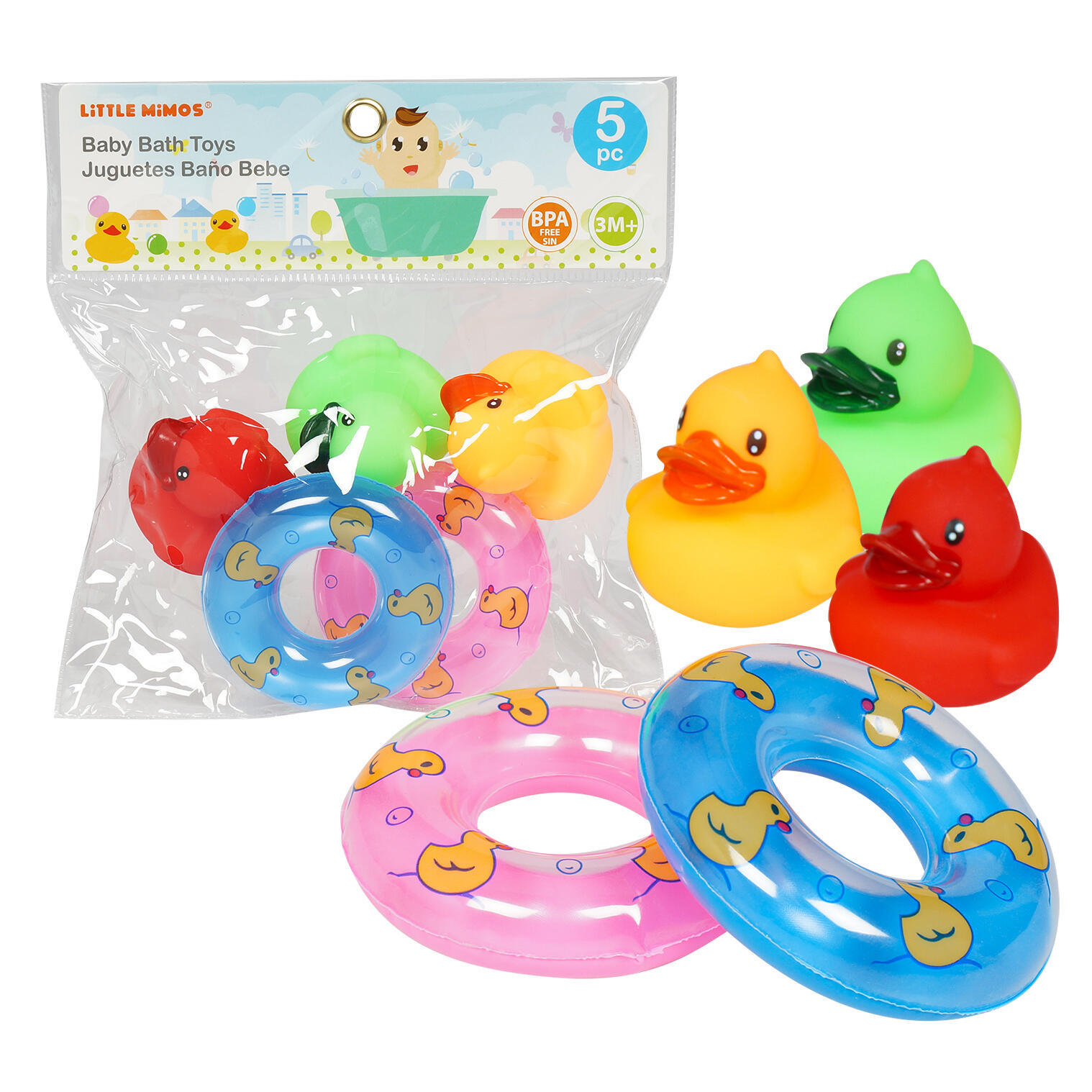 Wholesale Baby Bath Toy Sets 2 Floaties, 3 Ducks DollarDays