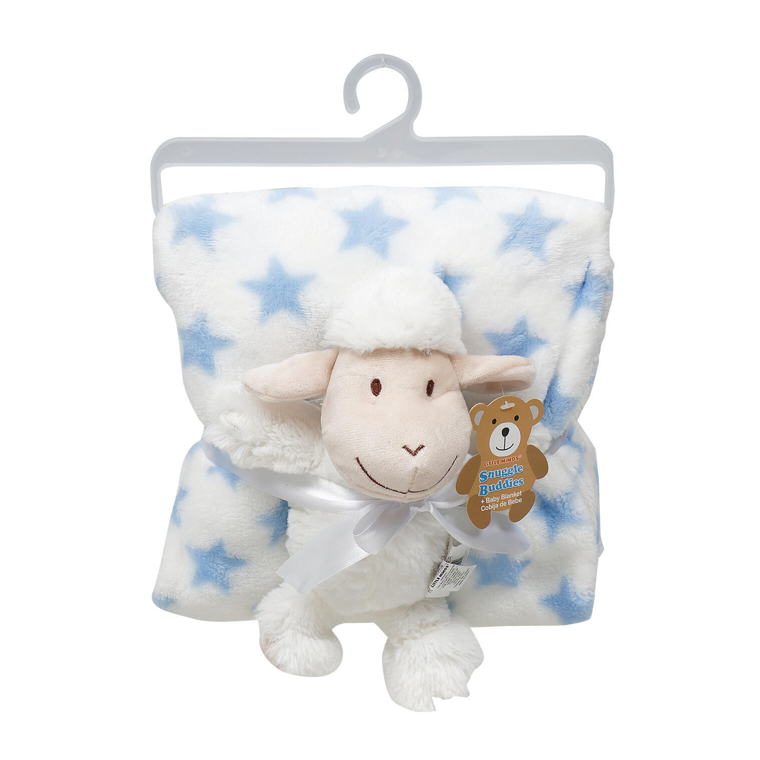 Little Mimos Snuggle Buddies Plush Toy Baby Blanket Set Blue/ White, Lamb