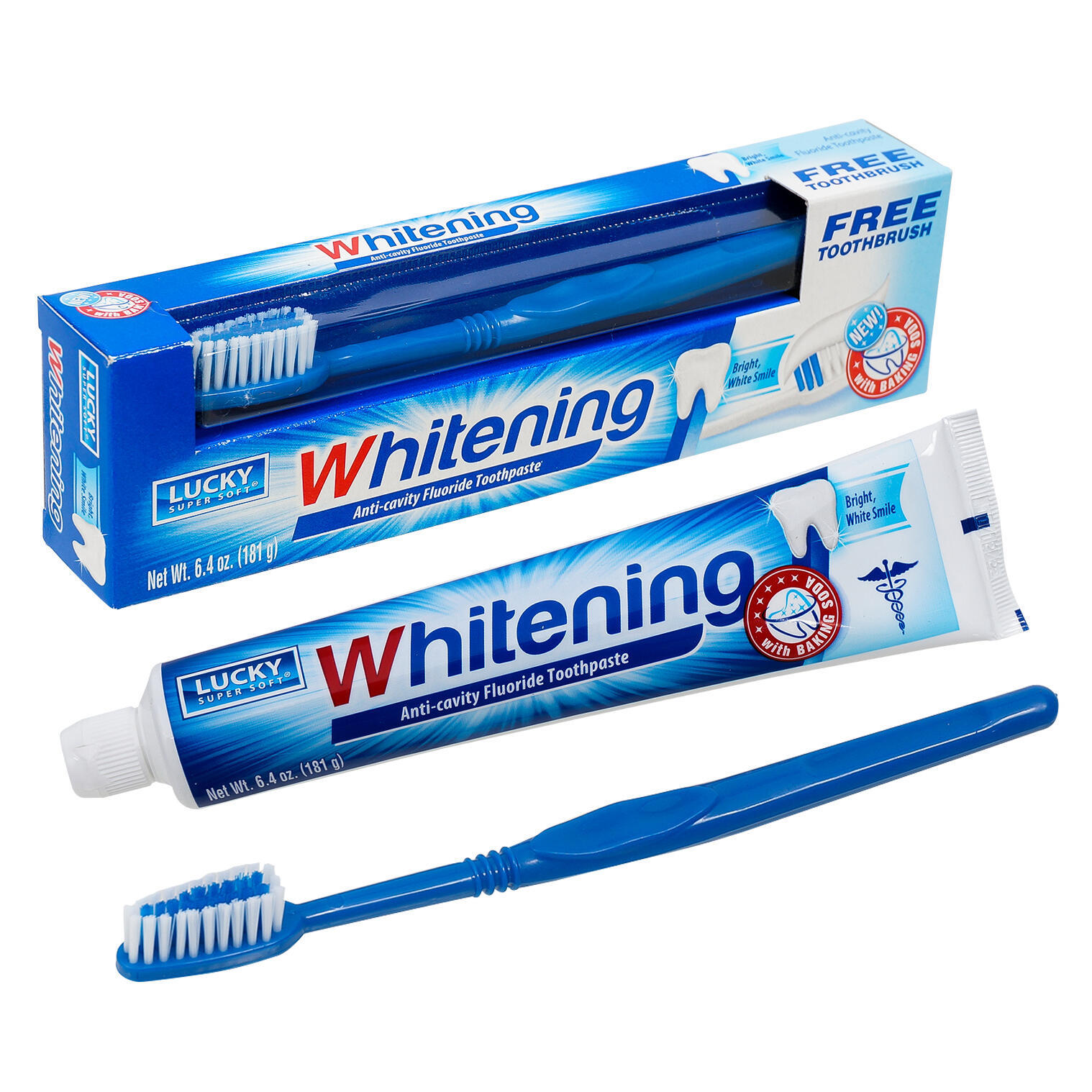 Wholesale Lucky Whitening Toothpaste 6.4 oz, Free Toothbrush (SKU