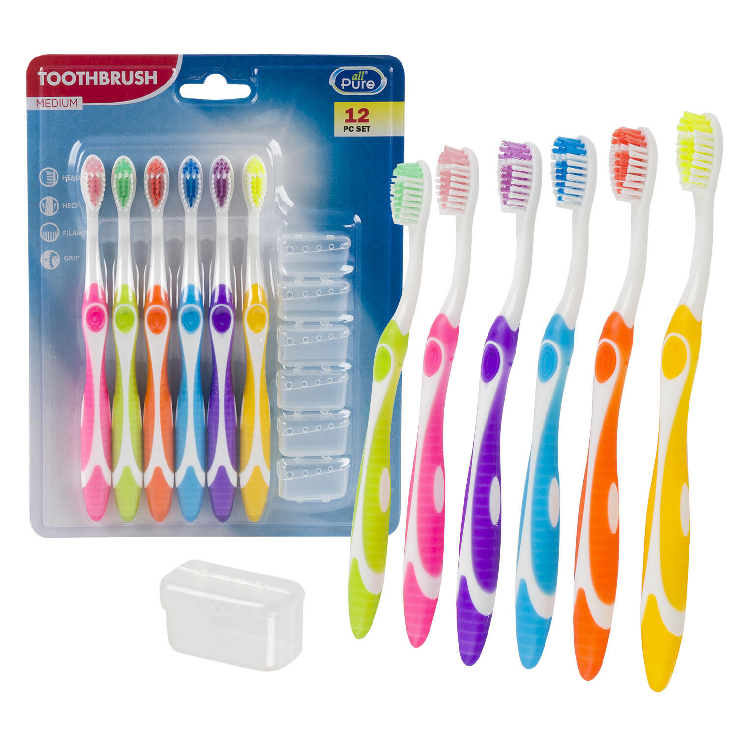 Wholesale Toothbrushes with Caps Assorted, 6 Pack DollarDays