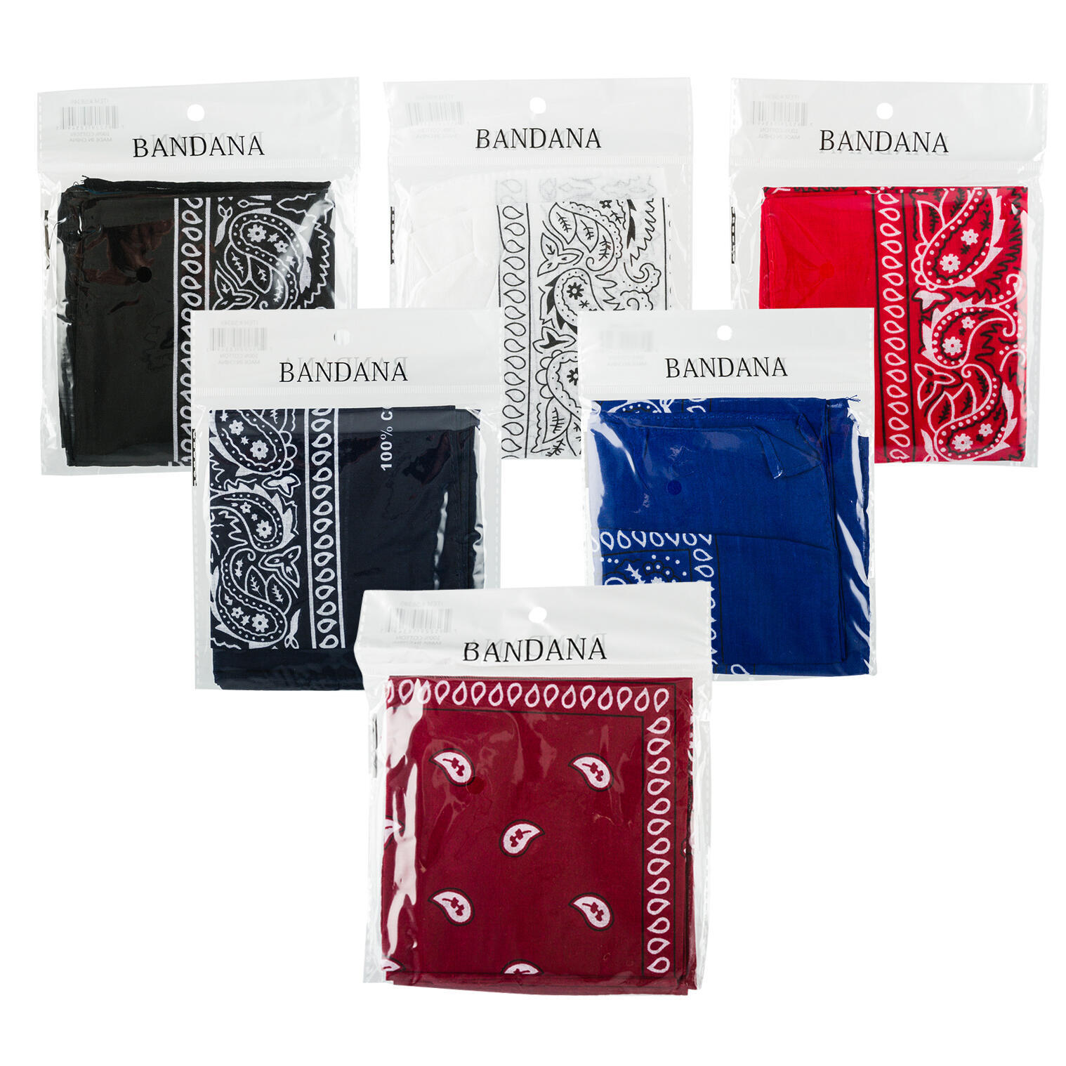 Bulk Assorted Color Bandanas 432 Pieces, 21" x 21"
