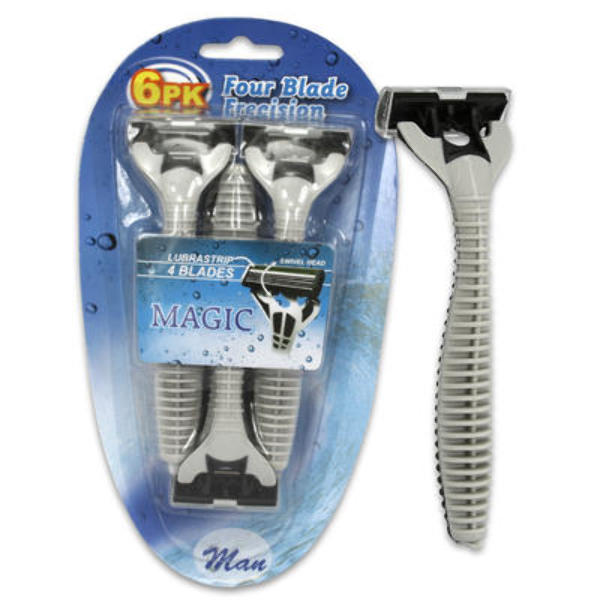 Wholesale 4Blade Razor with Swivel Head 6Pack DollarDays