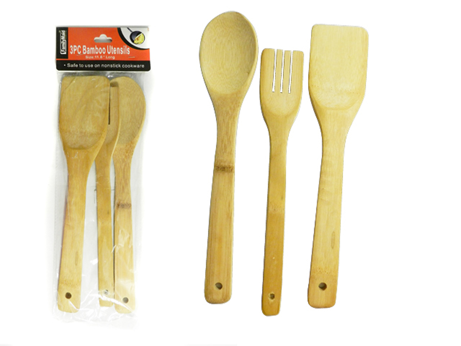 Wholesale 3Piece Bamboo Utensil Set DollarDays
