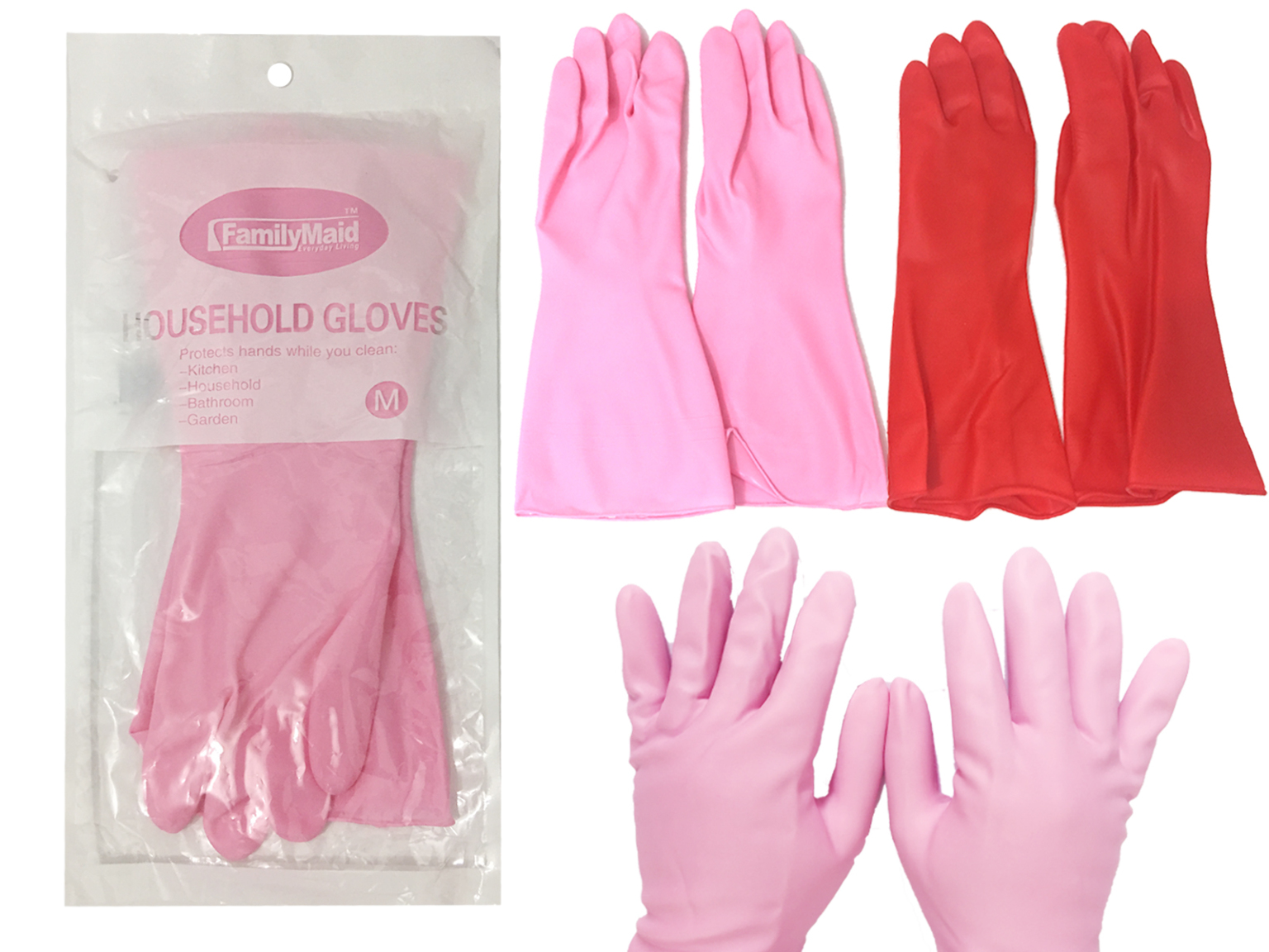 Wholesale Vinyl Household Gloves Large Pink/Red (SKU 2325546) DollarDays