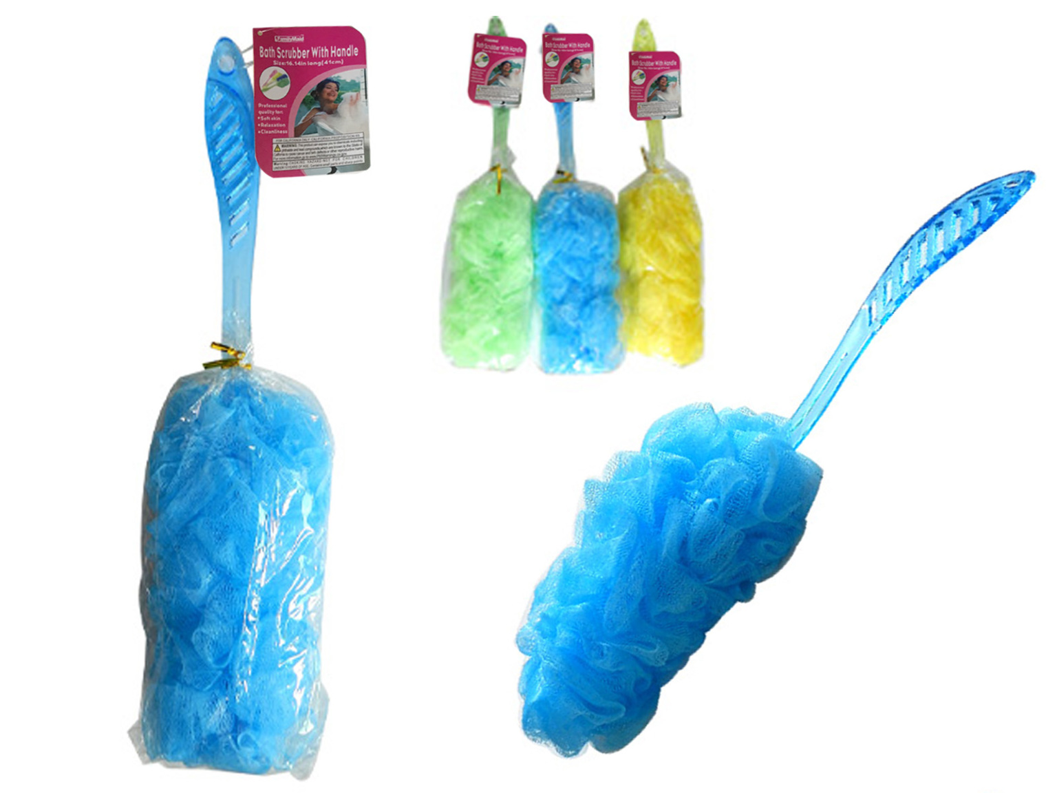 Wholesale Bath Scrubber with Handle Assorted Colors DollarDays