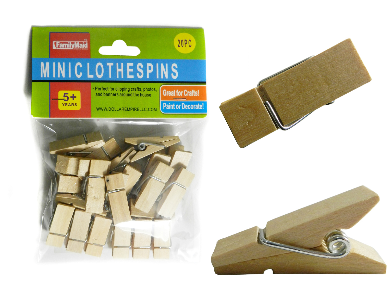 Wholesale Mini Clothespins 20PC (SKU 2303202) DollarDays