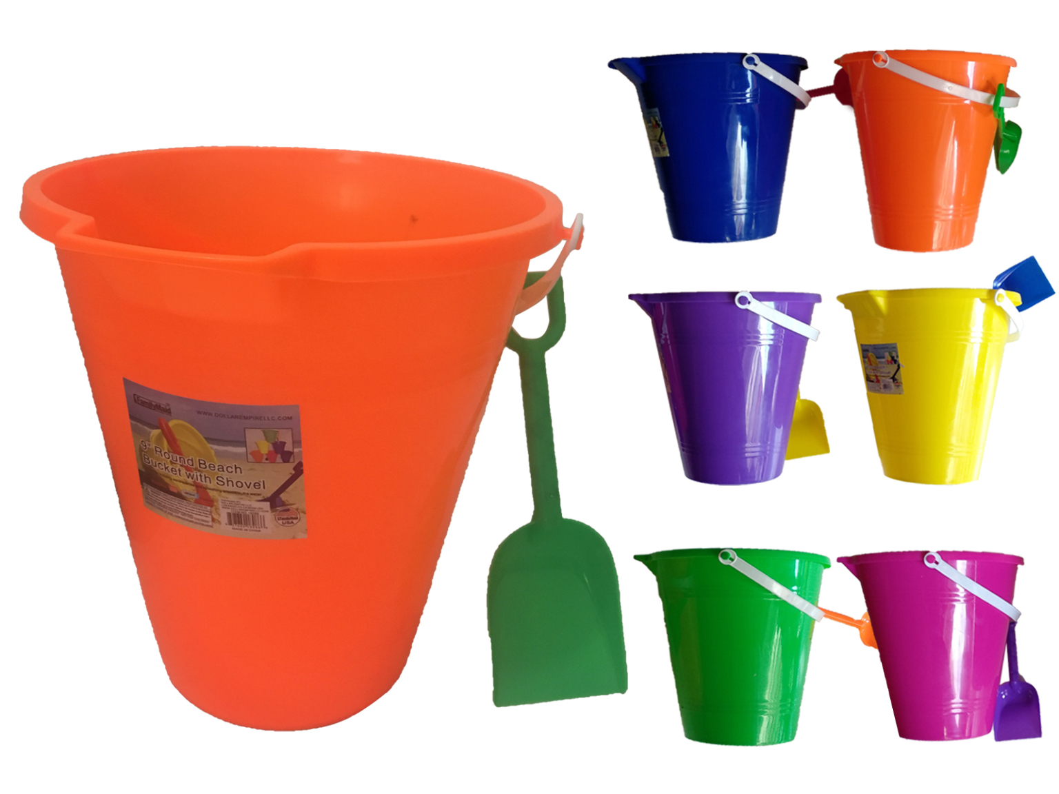 beach buckets and shovels