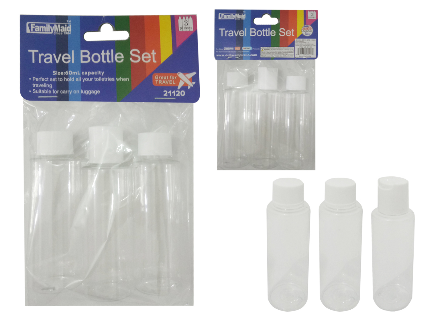 Wholesale 3Piece Travel Bottle Set (SKU 2357760) DollarDays