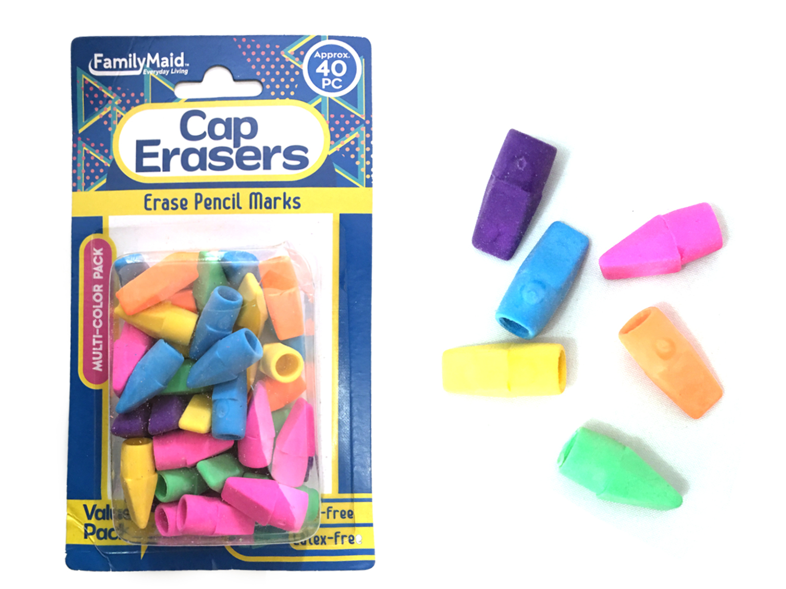 Wholesale MultiColor Cap Erasers (40 Piece) (SKU 2340486) DollarDays