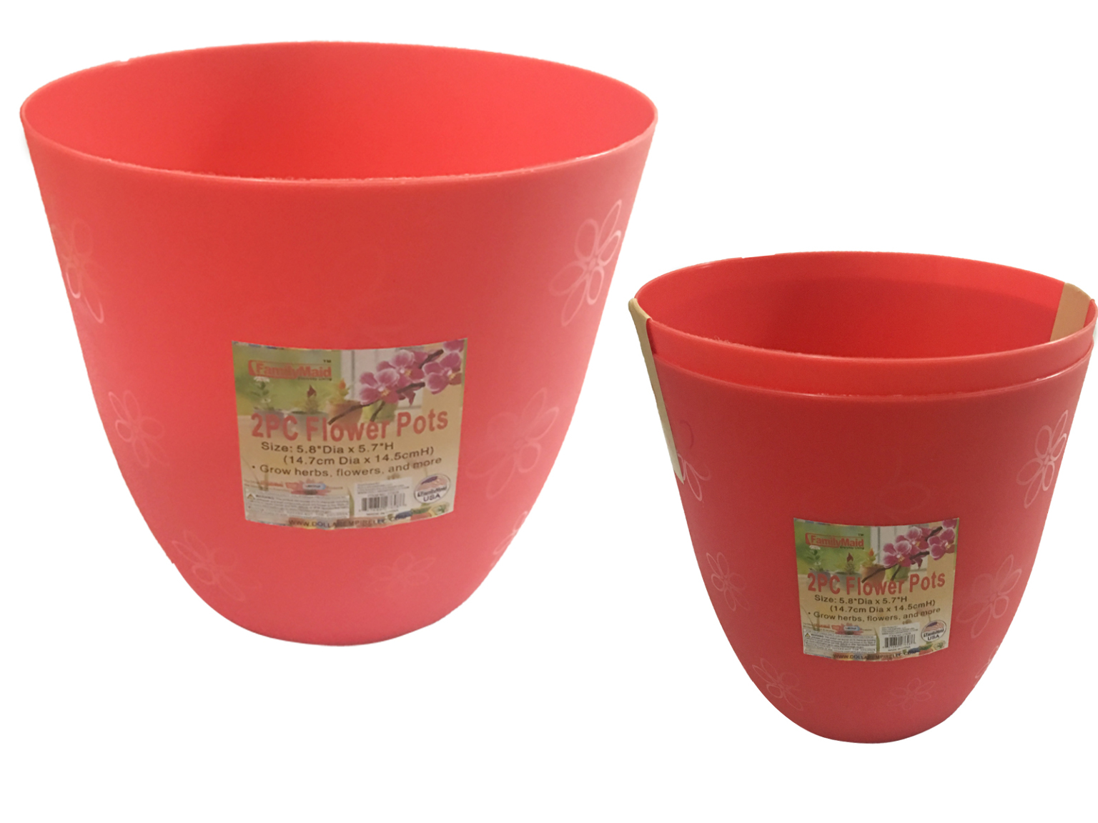 Wholesale 5.8" Small Pink Flower Pots 2 Piece (SKU 2334199) DollarDays