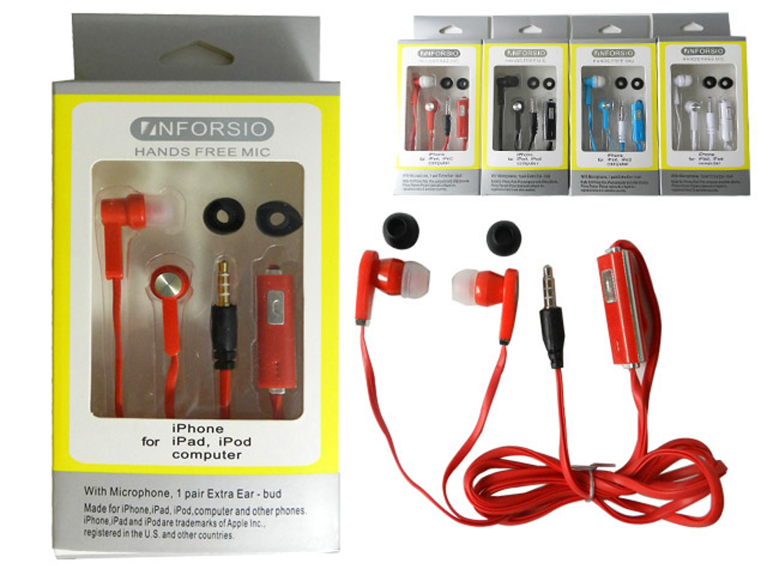 Bargain Earbuds with Hands Free Microphone Assorted 3.4'
