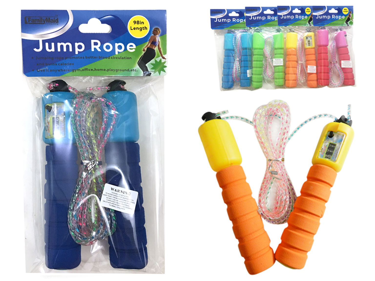 Wholesale 98" Jump Ropes Assorted Bulk Exercise Jump Ropes