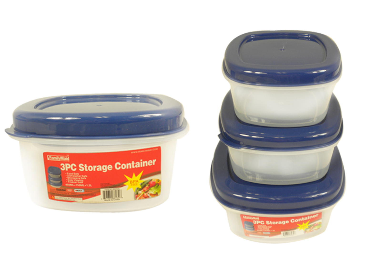 Wholesale Square Storage Containers with Blue Lids 3 Count (SKU 2337083) DollarDays