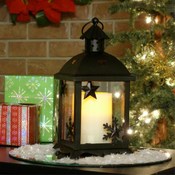 Small Winter Lantern w/ Flameless Candle - Bronze Wholesale Bulk